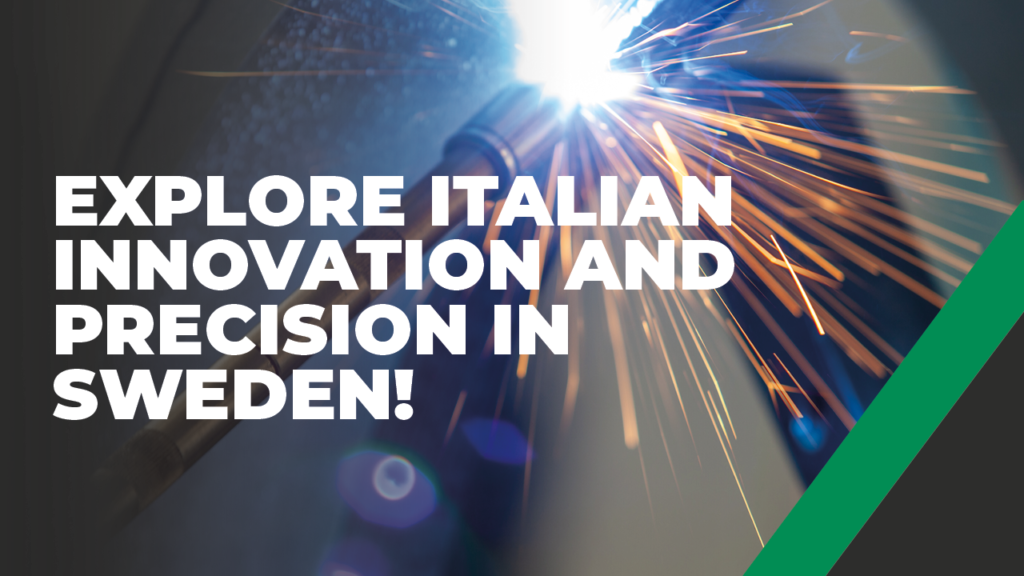 Banner Elsa per la fiera Elmia 2024, con il messaggio "Explore Italian Innovation and precision in Sweden!"
